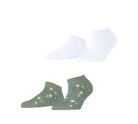 ESPRIT Spring Flowers Multipack W Sn coton fantaisie lot de 2 paires, Chaussettes basses Femme, Multicolore White Green 0080, 39-42