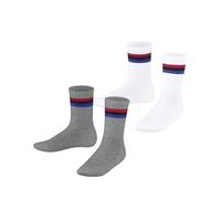 ESPRIT Tennis Stripe Multipack K So coton fantaisie lot de 2 paires, Chaussettes Mixte enfant, Multicolore Mid Grey White 0050, 27-30