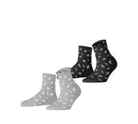 ESPRIT Twig W Sso coton fantaisie lot de 2 paires, Chaussettes Femme, Multicolore Schwarz Grau 0050, 35-38