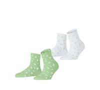 ESPRIT Twig W Sso coton fantaisie lot de 2 paires, Chaussettes Femme, Multicolore Weiß Grün 0010, 39-42