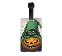 Esprit vert horreur Halloween citrouille 1 étiquettes de bagage pour valises étiquettes durables pour sac pour reconnaître facilement les sacs essentiels de voyage