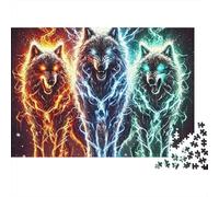 Esprits de Loup de feu Puzzle 1000 Pièces Carton Premium Set pour Adultes, Défi Jeu Éducatif, Cadeau Amusant, Idée Cadeau Parfaite pour Amateurs De Puzzles 38x26cm/1000pcs