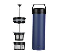 ESPRO P0 Cafetière à embolo de voyage isolée 470 ml Bleu | Acier inoxydable isolé sous vide, préparez et buvez dans un verre, microfiltre breveté