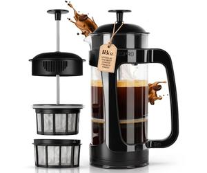 ESPRO P3 French Press - Cafetière et thé avec Double Micro-Filtre, Infusion sans Grains et sans amer, Cadre en Acier Inoxydable Robuste (Noir, 18 onces)