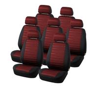 ESPYN Ensemble Housses Siège Housse Siège Voiture en Fiber Polyester, 7 Pièces, Intérieur Universel Compatible avec Airbag pour X-Trail(9piece Red)