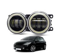 ESPYN Phares Ensemble Phares Antibrouillard Angel Eye, 2 Pièces, Pour Peugeot 307 2002 - 2008, Lentille LED DRL, Phare De Conduite Antibrouillard 30W 6000LM 12V Phares Avant(White and White)