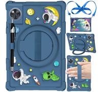 EspZanthic Coque pour Tablette DOOGEE U11/U11 Pro 2025 11 Pouces Étui en Silicone Souple avec Porte-Stylet, Support Rotatif à 360° et Dragonne, Bandoulière et Stylet, Bleu Marine