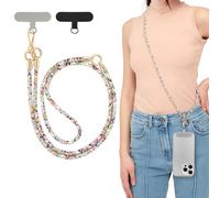 EspZanthic Lanière de Téléphone avec Dragonne, Bling Cordon Universel pour Portable, Tour de Cou Smartphone Sangle Attache, Sangle Téléphone en Bandoulière x 1, Dragonne x1,Patch x2