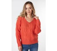 Esqualo Sweater Cables V-neck Red Clay Taille: S | Pulls en Maille Outlet | Femme | Rouge