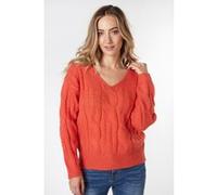 Esqualo Sweater Cables V-neck Red Clay Taille: S | Pulls Outlet | Femme | Rouge