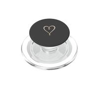 Esquisse Simple esthétique en Forme de cœur Beige Anthracite PopSockets PopGrip pour MagSafe