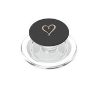 Esquisse Simple esthétique en Forme de cœur Beige Anthracite PopSockets PopGrip pour MagSafe