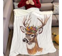 Esquisser Couvertures et Plaids Cerf de Virginie Brun 3D Imprimée Couverture Lit en Flanelle 70 x 100 cm Plaid Polaire pour canapé lit Couch Chambre Salon Enfant Adulte
