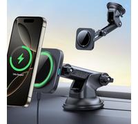 ESR Qi2 15W Support Telephone Voiture Magsafe, Chargeur Magsafe Voiture, Tableau de Bord et Pare-Brise Support Telephone Magnétique Chargeur sans Fil pour iPhone 16/15/14/13/12, S25, Charge Rapide