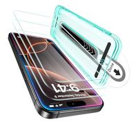 ESR 3 Pièces Verre Trempé pour iPhone 16 Pro Max, Protecteur D'écran [Dureté 9H] [Incassable de Qualité Militaire] Couverture Complète, Plateau D'ajustement, Transparence HD, Anti Rayures
