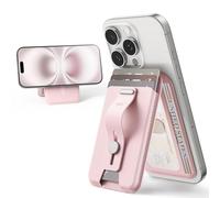 ESR Aura Porte Carte avec MagSafe, 5 Cartes, Support Réglable, Boucle à Prise Sécurisée, Blocage RFID, Wallet pour iPhone 16/15/14/13/12, Pas pour iPhone 13/12 Mini, Non Compatible avec Localiser,Rose