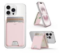 ESR Aura Porte Carte avec MagSafe, Blocage RFID, avec Support Réglable, pour iPhone Série 17/16/15/14/13/12 et Google Pixel 10/10 Pro/10 Pro XL, Non 13/12 Mini, 5 Porte Carte, Cuir Végan, Rose