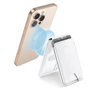 ESR Aura Porte Carte avec MagSafe, Blocage RFID, avec Support Réglable, pour iPhone Série 17/16/15/14/13/12 et Google Pixel 10/Pro/Pro XL, Non 13/12 Mini, 5 Porte Carte, Cuir Végan, Blanc Brillant