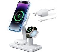 ESR Chargeur 3 en 1 MagSafe de 25W, Chargeur sans Fil Magnétique Certifié Apple, Station de Charge Rapide MagSafe 15 W pour iPhone 17/16/15/14/13/Apple Watches/AirPods 4/3, Chargeur Anti-Surchauffe