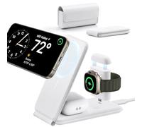 ESR Chargeur de Voyage 3 en 1, Compatible avec Chargeur MagSafe, Conçu pour Apple Watch Certifié, Station de Charge Pliable Made for MagSafe et iPhone 16/15/14/13/AirPods 4/Pro avec Adaptateur, Blanc