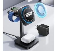 ESR Chargeur Induction 3-en-1 pour iPhone 18 Pro, Qi 2.2 Chargeur Induction | 25W avec CryoBoost Magnétique Rapide Chargeur pour iPhone 18 Pro Max/Duo/17e/17, 16 avec iOS 26, Apple Watch, Adaptateur 65W