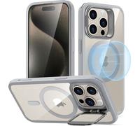 ESR Classic Hybrid Case avec Stash Stand (HaloLock), compatible avec iPhone 15 Pro, gris clair