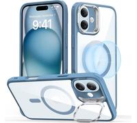 ESR Classic Hybrid Case avec Stash Stand (HaloLock), compatible avec iPhone 16 Plus, bleu clair