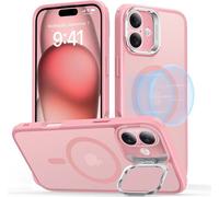 ESR Classic Hybrid Case avec Stash Stand (HaloLock), compatible avec iPhone 16 Plus, rose givré