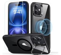 Esr Classic Hybrid Kickstand Halolock Magsafe & Tempered Glass Iphone 16 Clear/Black