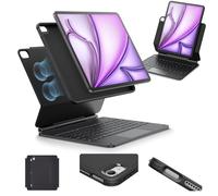ESR Coque Clavier pour iPad Air 13", Support Magnétique Multimode | pour Air 13'' M4/M3/M2, Verrou Magnétique Sécurisé, Coque Détachable, Trackpad Multi-Touch Précision, DEU QWERTZ 360, Noir