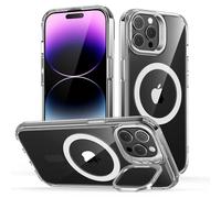 ESR Coque Compatible avec MagSafe, Protection Militaire, Support Anneau pour Caméra Intégré, Classic Coque Béquille pour iPhone 14 Pro Max Case, Transparent