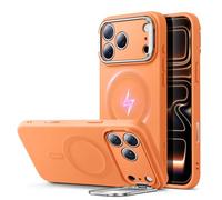 ESR Coque en Silicone pour iPhone 17 Pro, Protection Commande de la Caméra, Compatible avec MagSafe, Protection Antichute de Qualité Militaire, Support Stash, Série Cloud，Orange