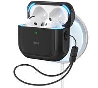 ESR Coque pour AirPods 4, Compatible avec AirPods 4 Gen (2024) (USB-C), Compatible avec MagSafe, Housse de Protection Contre Les Chutes avec Cordon, Couvercle Magnétique, Série Hybride Orbit, Noir