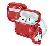 ESR Coque pour AirPods 4, Compatible avec Les AirPods 4 Génération (2024), Compatible MagSafe, Protection Puissante Anti Chutes, Couvercle Magnétique, Série Cyber, Rouge