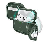 ESR Coque pour AirPods 5/4, Compatible MagSafe, Couvercle Magnétique, Vert | Compatible avec AirPods 4, Protection Puissante Contre Les Chutes avec Mousqueton, Couvercle Magnétique, Série Cyber, Vert