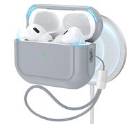 ESR Coque pour Airpods Pro 2/1, Compatible avec AirPods Pro 2023/2022/2019 (Câble USB-C/Lightning), Compatible avec MagSafe, Protection Hybride Contre Les Chutes, Gris Argent