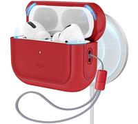 ESR Coque pour AirPods Pro 2/1,Compatible avec MagSafe,Couvercle Magnétique | Compatible avec AirPods Pro 2/1, Housse de Protection Contre Les Chutes avec Cordon, Couvercle Magnétique,Hybride Orbit,Rouge