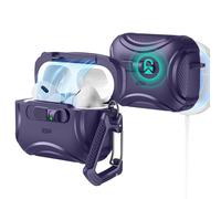 ESR Coque pour AirPods Pro 3 (2025), Compatible avec Les AirPods Pro 3e Génération (câble USB-C), MagSafe Simplifié, Verrouillage Antichute, Ouverture Facile, Série Cyber, Violet