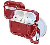 ESR Coque pour AirPods Pro 3, Compatible avec MagSafe, Protection Antichute | Compatible avec AirPods Pro 3, Protection Antichute Efficace avec Mousqueton, Couvercle Magnétique, Série Cyber, Rouge