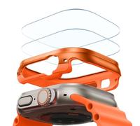 ESR Coque pour Apple Watch Ultra 2/1 avec Protection D'écran 49mm (2024/2023/2022), Qualité Militaire, Boitier en Alliage D'aluminium avec Lot de 2 Protecteurs en Verre, Série Armorite, Orange