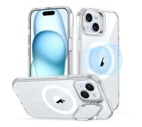 ESR Coque pour iPhone 15, Compatible avec MagSafe, Coque de Protection de Qualité Militaire, Coque de Téléphone avec Béquille Intégrée, Dos Résistant aux Rayures, Série Classic, Transparent