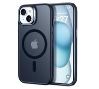 ESR Coque pour iPhone 15 Plus, Compatible avec MagSafe, Protection Militaire, Anti-jaunissement, Dos Anti Rayures, Coque Magnétique, Noir Givré