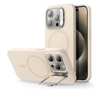 ESR Coque pour iPhone 15 Pro, Compatible avec MagSafe, Coque de Protection de Qualité Militaire, Coque de Téléphone avec Béquille Intégrée, Dos Résistant aux Rayures, Beige Clair