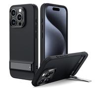 ESR Coque pour iPhone 15 Pro, Coque avec Béquille en Métal, 3 Modes de Support, Protection Anti Chutes de Qualité Militaire, Recharge sans Fil, Dos Fin avec Béquille Brevetée, Série Boost, Noir