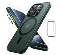 ESR Coque pour iPhone 15 Pro Max avec 1 Verre Trempé, Coque Tanslucide Mate, Compatible avec MagSafe, Protection Militaire, série Classic, Vert Givré
