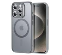 ESR Coque pour iPhone 15 Pro Max avec 1 Verre Trempé, Coque Tanslucide Mate, Compatible avec MagSafe, Protection Militaire, série Classic, Gris Givré