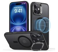 ESR Coque pour iPhone 16, Compatible avec MagSafe, Coque de Protection de Qualité Militaire, Coque de Téléphone avec Béquille Intégrée, Dos Résistant aux Rayures, Série Classic, Noir Givré