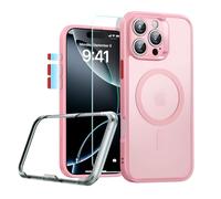 ESR Coque pour iPhone 16 Pro avec Verre Trempé, Coque Mate Translucide avec Protecteur D'écran, Compatible avec MagSafe, Protection de Qualité Militaire, Série Classic, Rose Givré