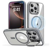 ESR Coque pour iPhone 16 Pro, Compatible avec MagSafe, Coque de Protection de Qualité Militaire, Coque de Téléphone avec Béquille Intégrée, Dos Résistant aux Rayures, Série Classic, Gris Transparent