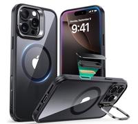 ESR Coque pour iPhone 16 Pro, Compatible avec MagSafe, Coque de Protection de Qualité Militaire, Coque de Téléphone avec Béquille Intégrée, Dos Résistant aux Rayures, Série Classic, Noir Transparent
